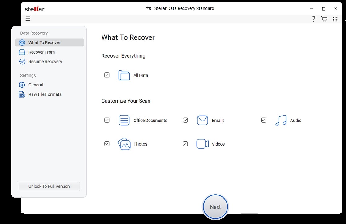 choose the Recover Everything option